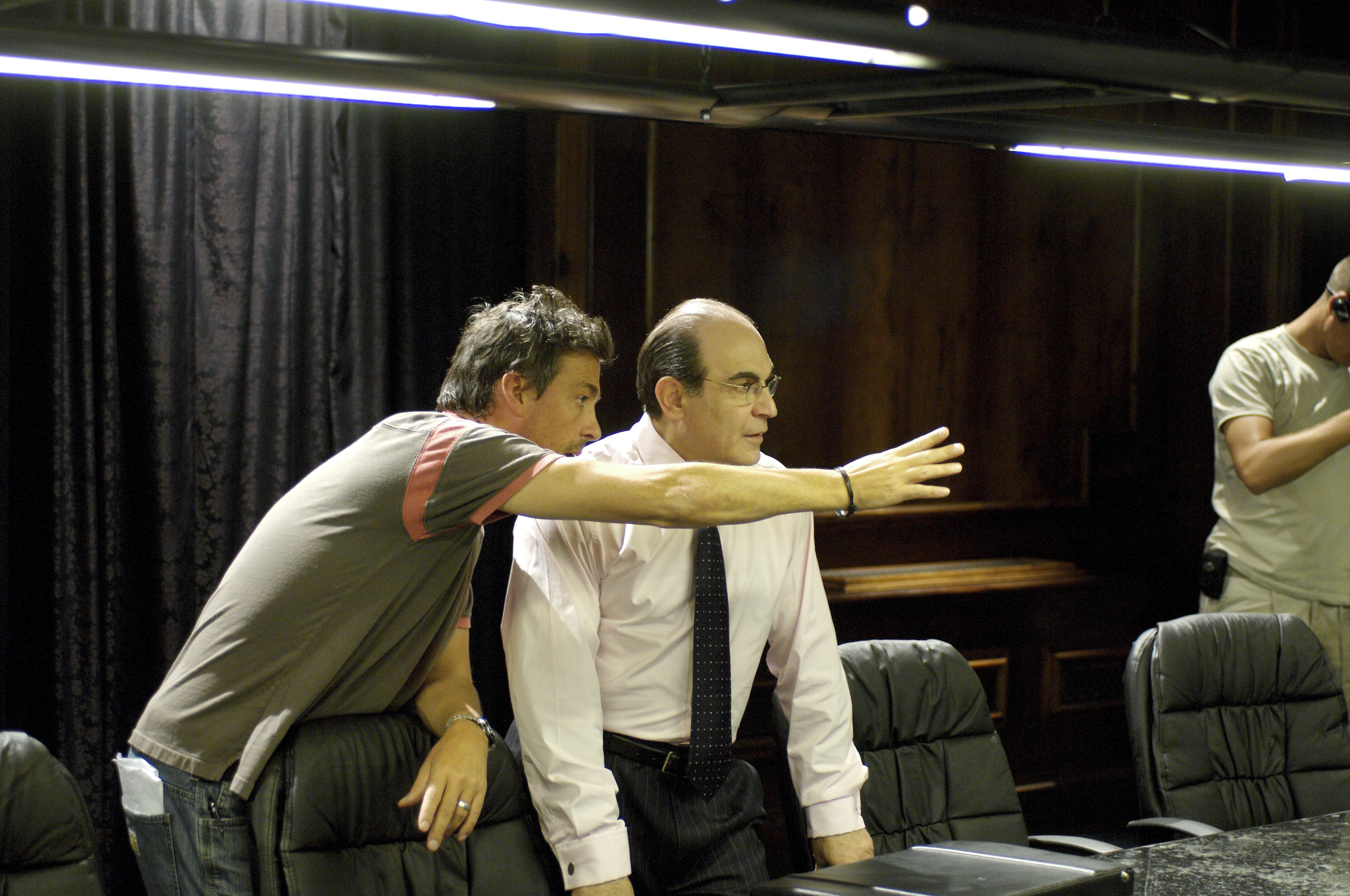 David Suchet and Tony Mitchell on the set of Flood