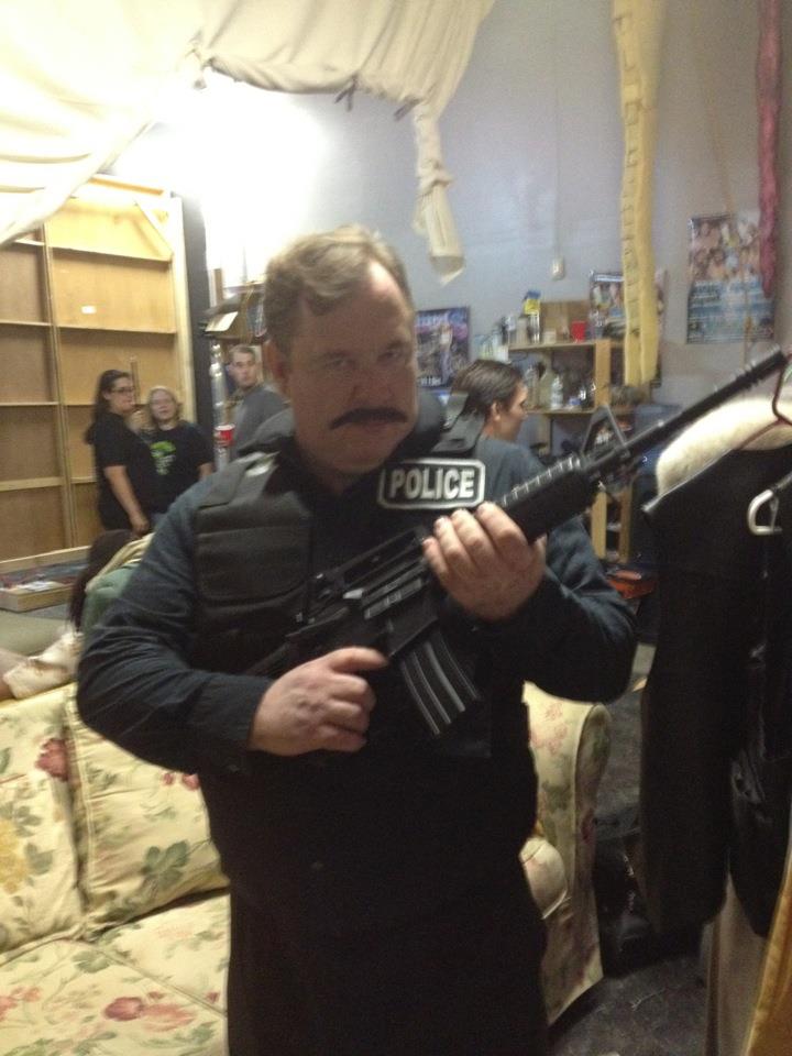 Det. Manatucci on the set for 