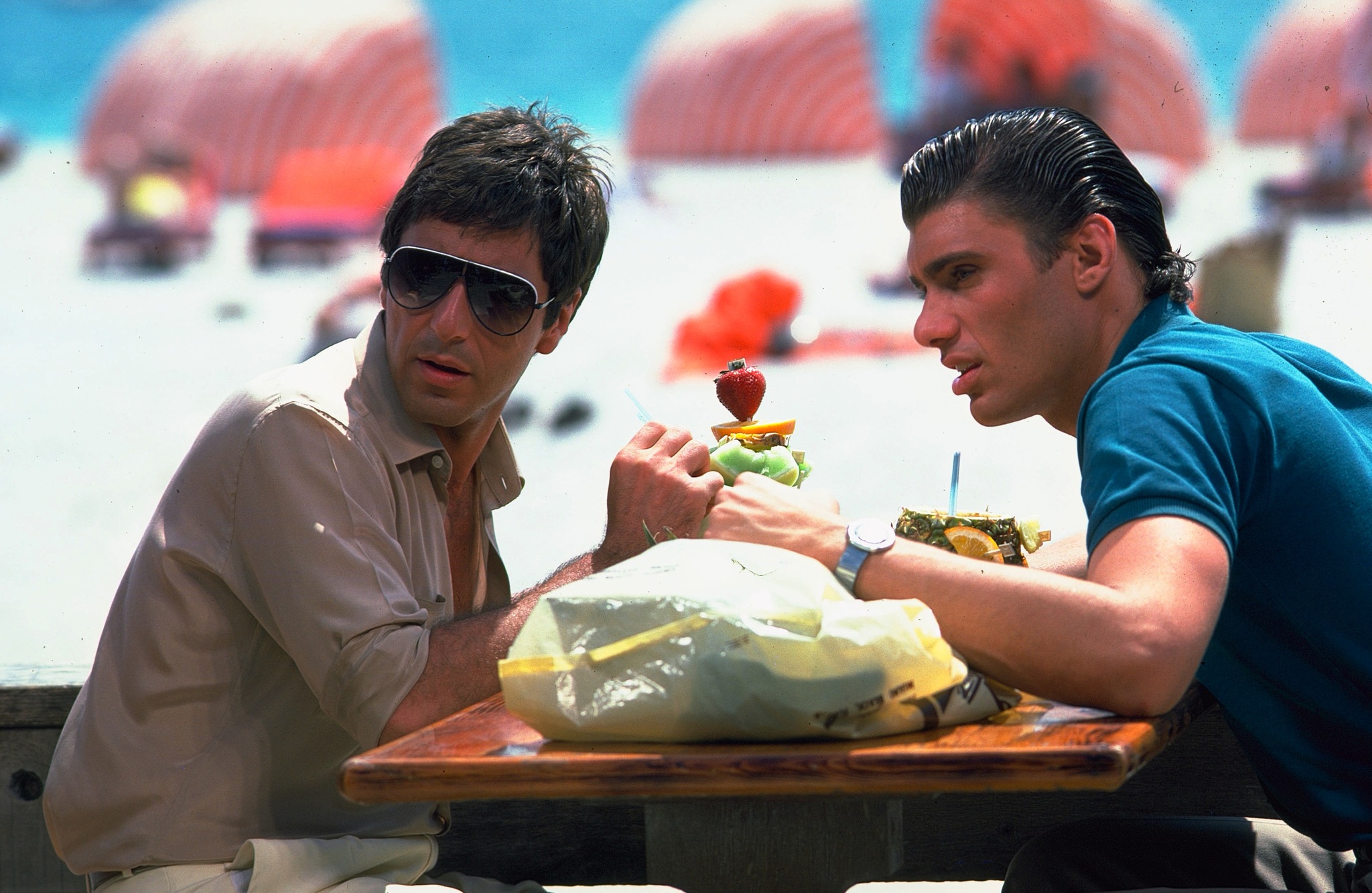 Still of Al Pacino and Steven Bauer in Scarface (1983)