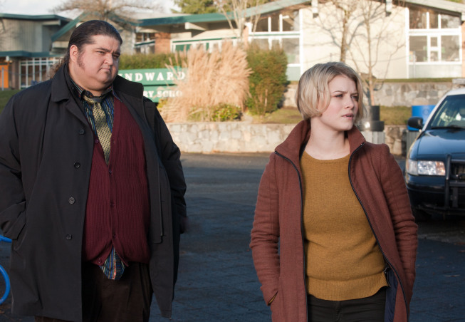 Still of Jorge Garcia and Sarah Jones in Alcatraz (2012)