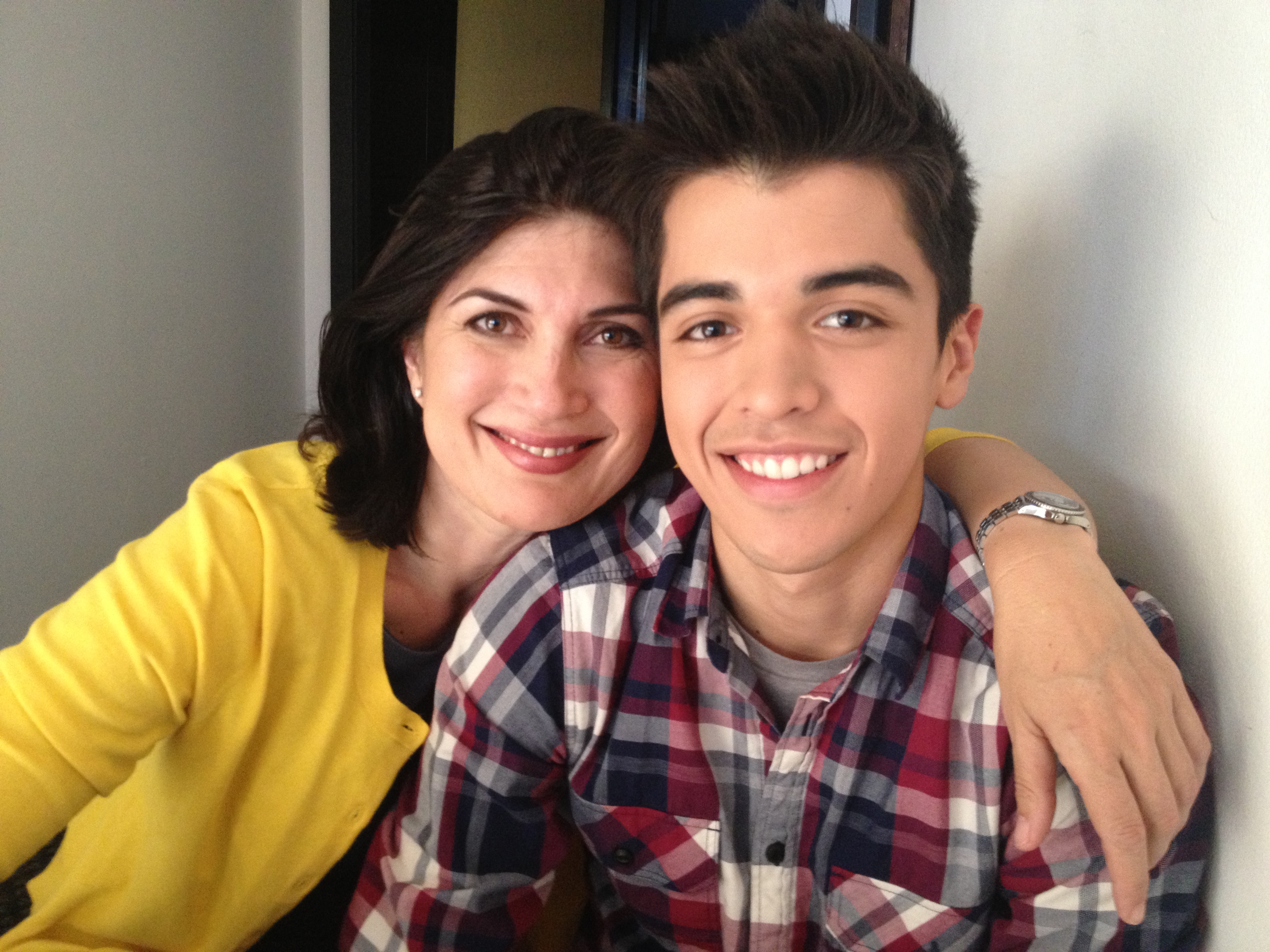Nunez with his casted mother, Sophia Louisa, for the industrial short 