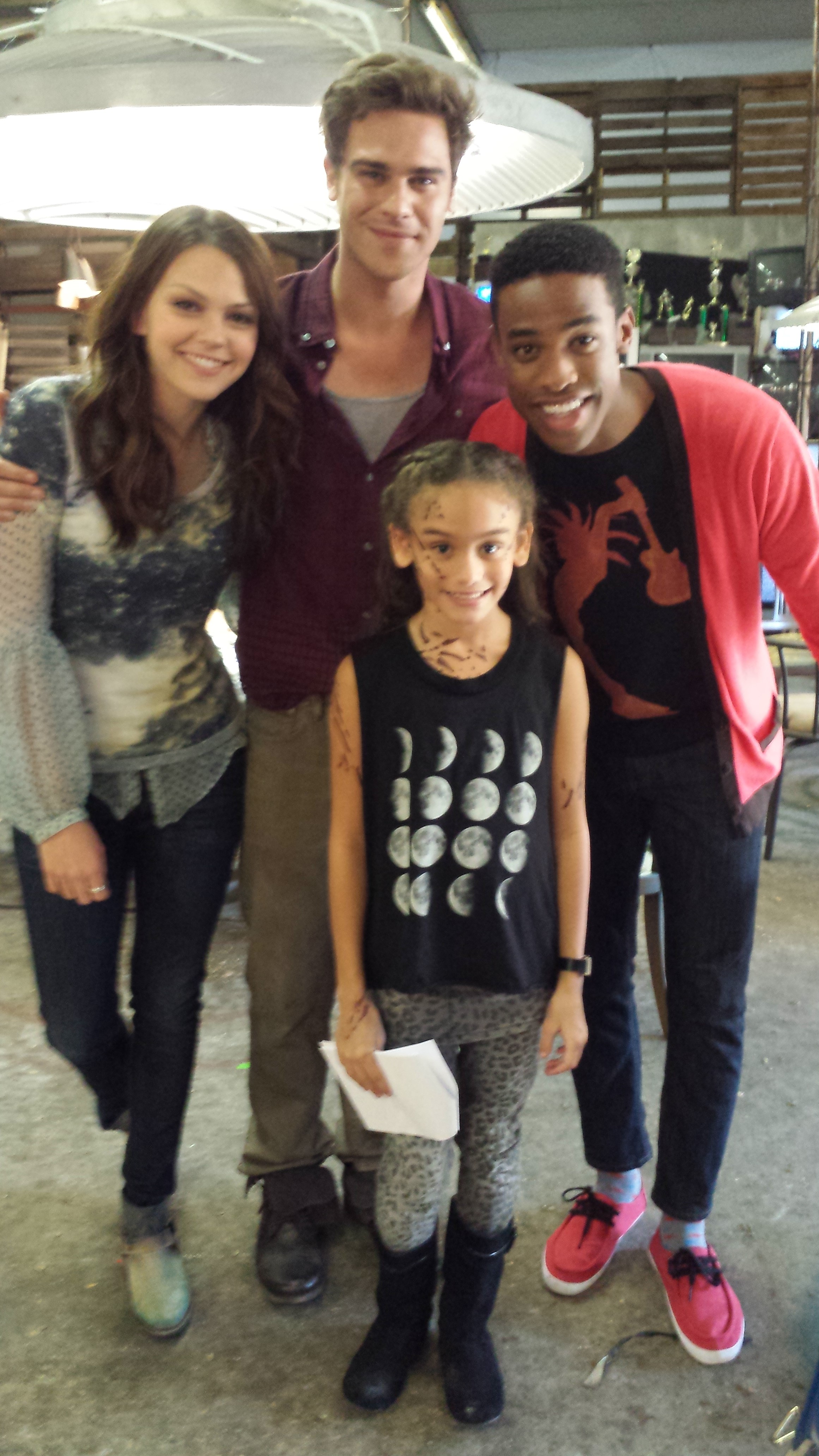 Titus Makin Jr, Grey Damon, Aimee Teegarden and Summer Parker on set of CW StarCrossed