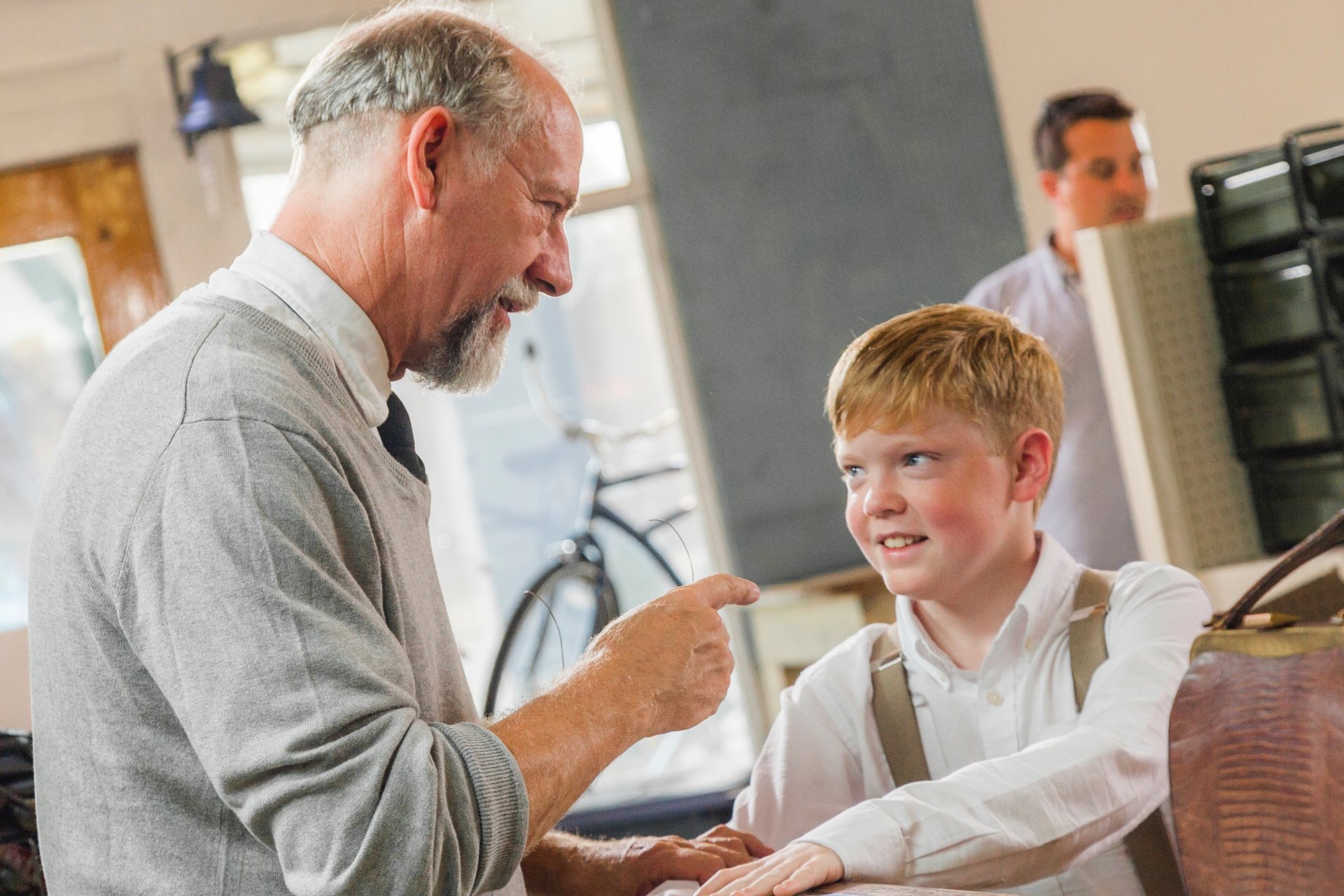 Xander Burkeley and Brady Permenter on set of The Gift.