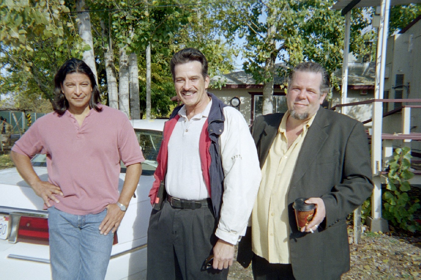 Actor Gil Burmingham, Roland G. Ludlow, Actor Mark Boone Jr., on the set of California Indian