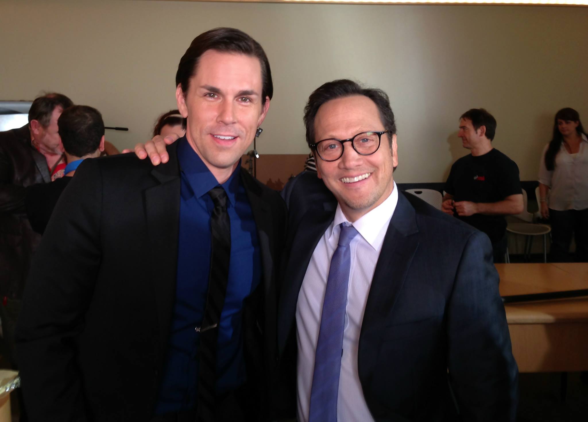 Gabriel Lee and Rob Schneider on the set of 