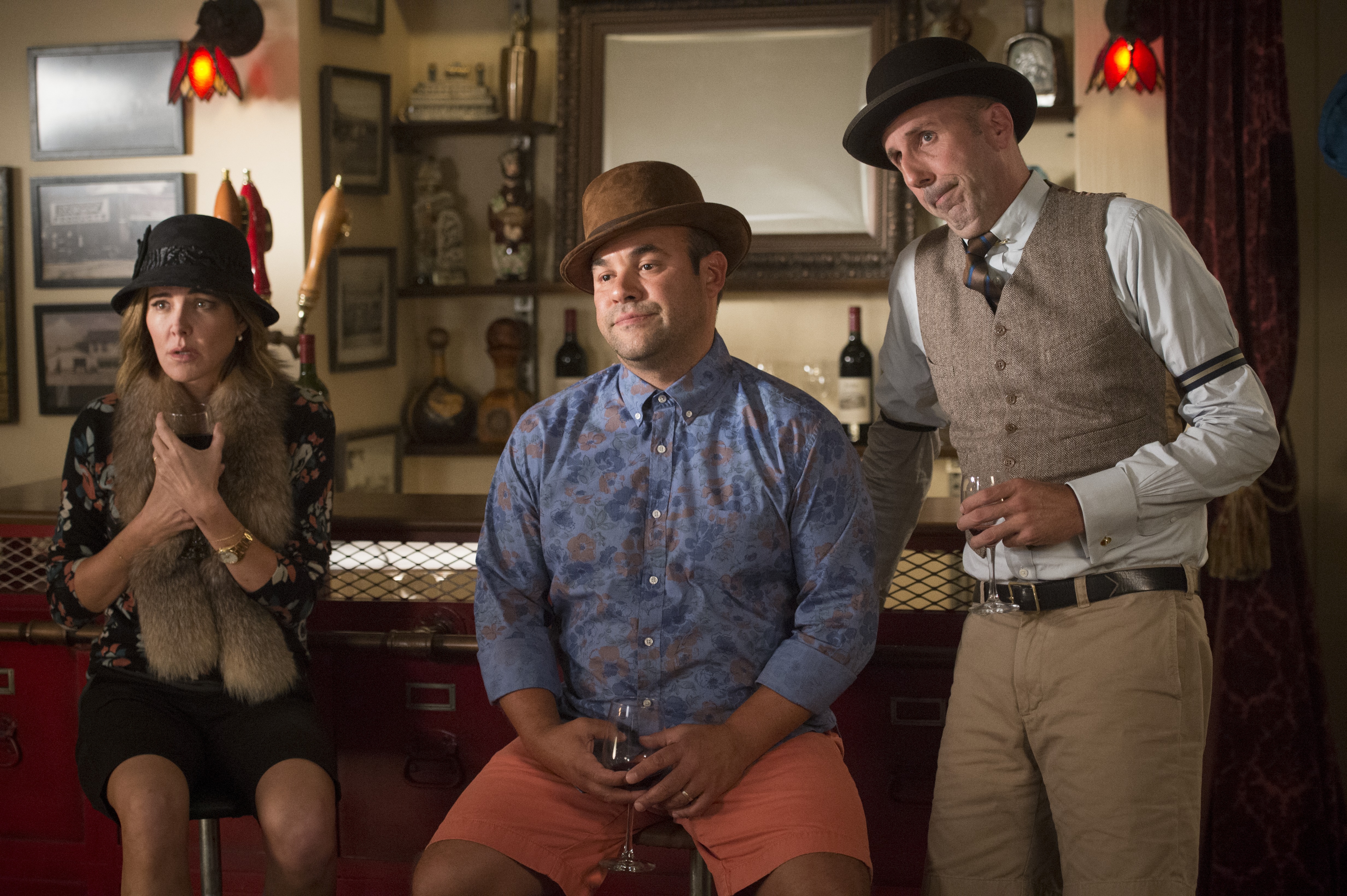 Still of Bob Clendenin, Ian Gomez and Christa Miller in Cougar Town (2009)