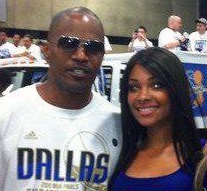 With Jamie Foxx at Dallas Maverick Basketball Playoffs Events (Parade) June 2011.