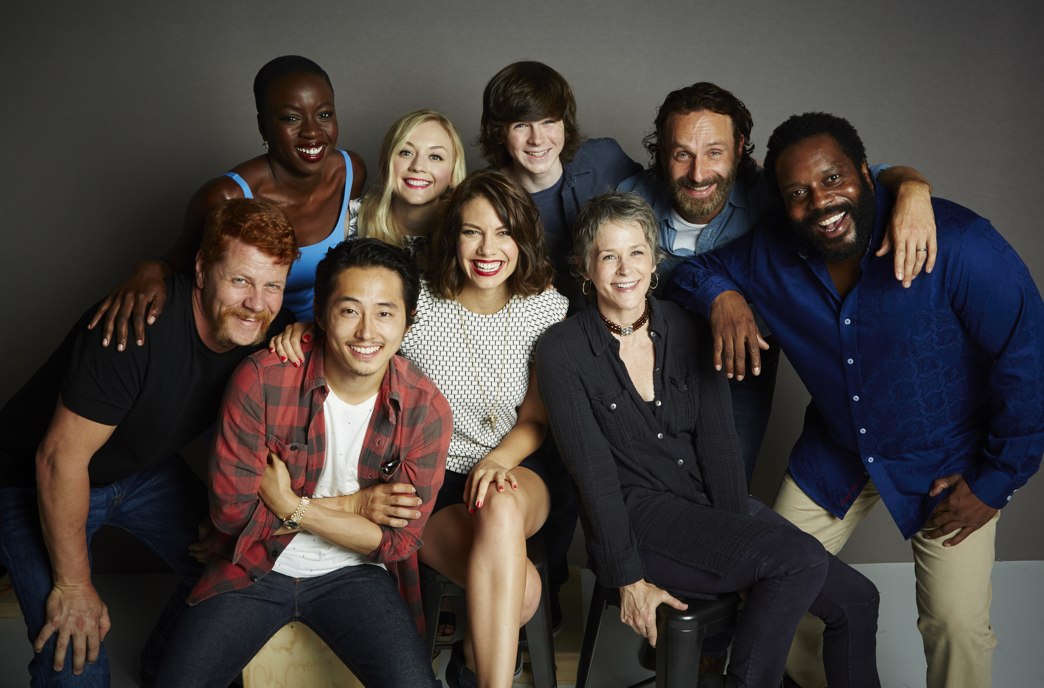 Chad L. Coleman, Michael Cudlitz, Andrew Lincoln, Melissa McBride, Lauren Cohan, Danai Gurira, Emily Kinney, Steven Yeun and Chandler Riggs at event of Vaikstantys numireliai (2010)