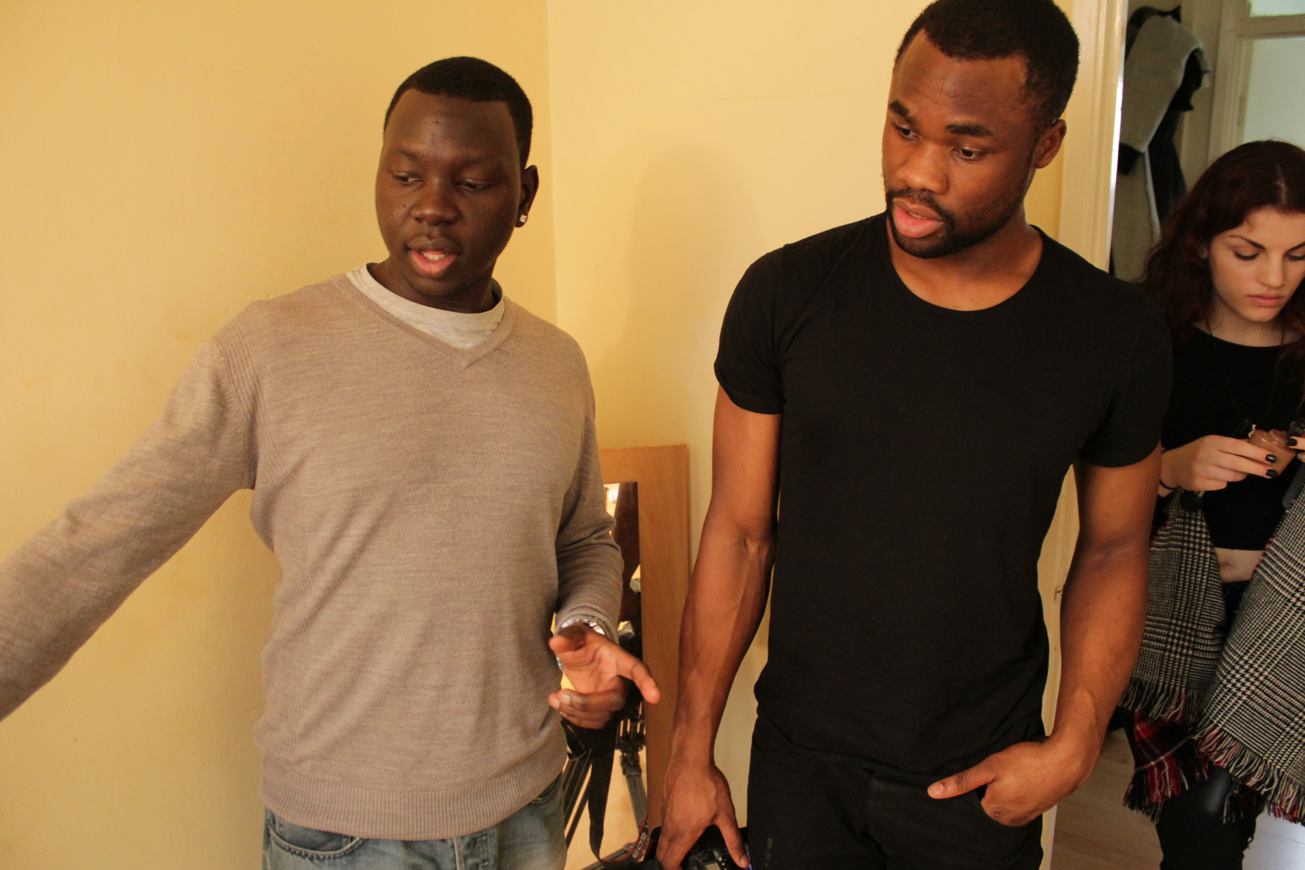Atem Kuol and Daniel Mbaku On the set of [Way Out] - 2015