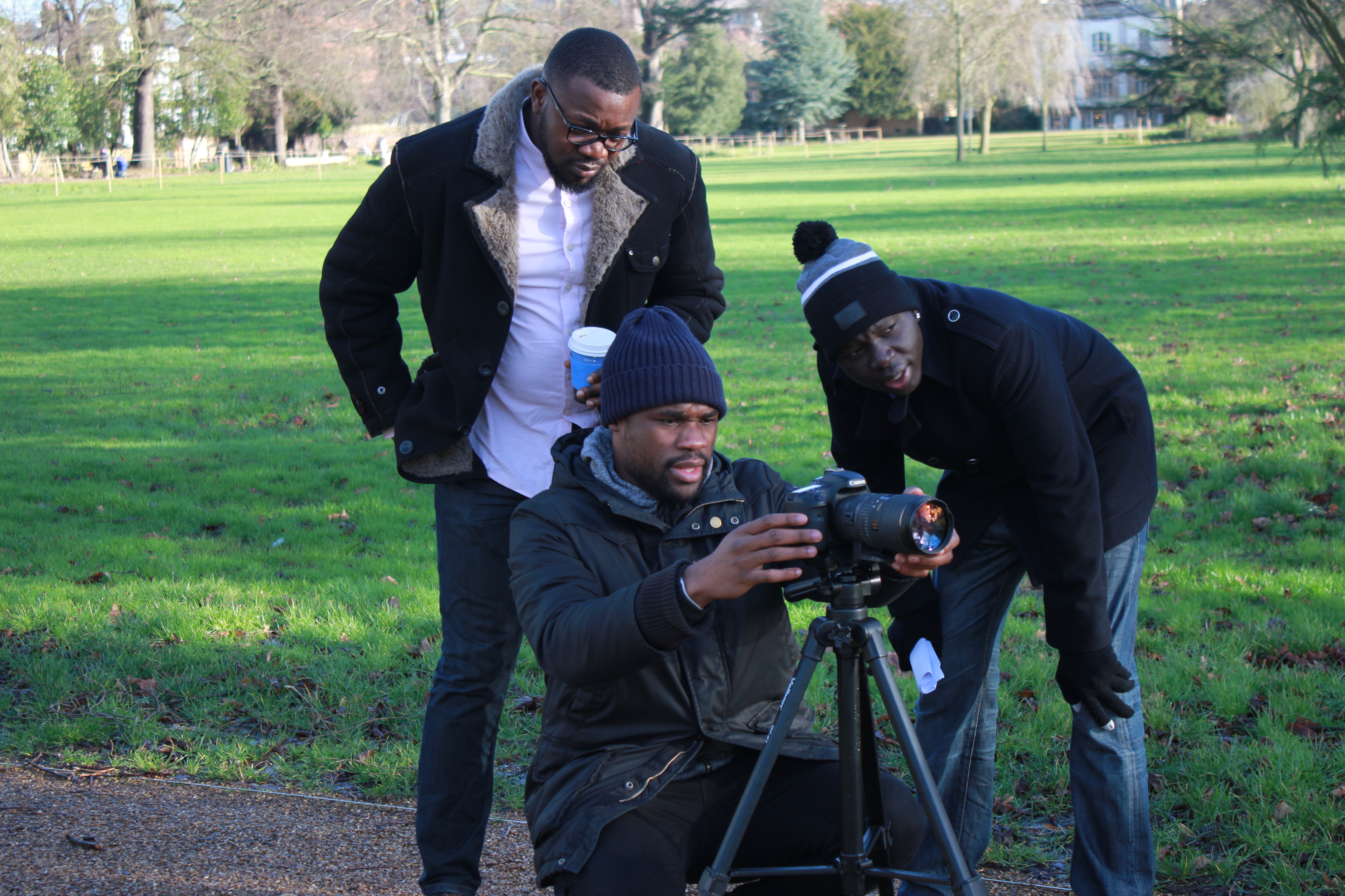 Atem Kuol, Duro Oye and Daniel Mbaku On the set of [Way Out] - 2015