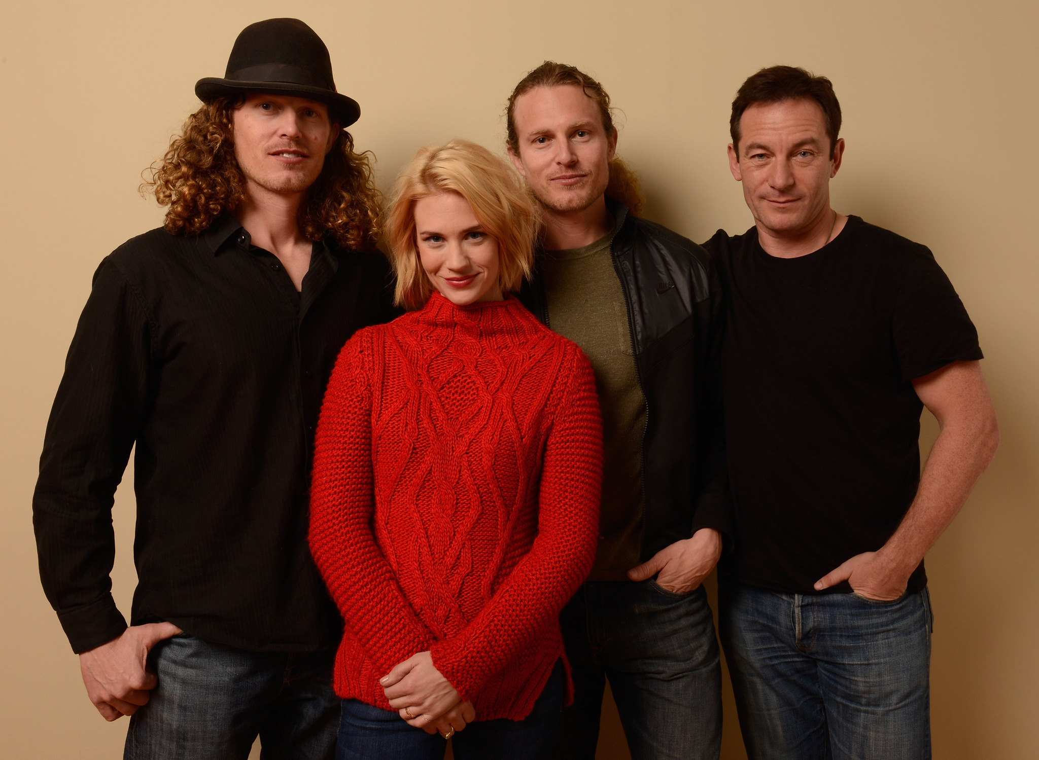 Jason Isaacs, January Jones, Noah Miller and Logan Miller at event of Sweetwater (2013)