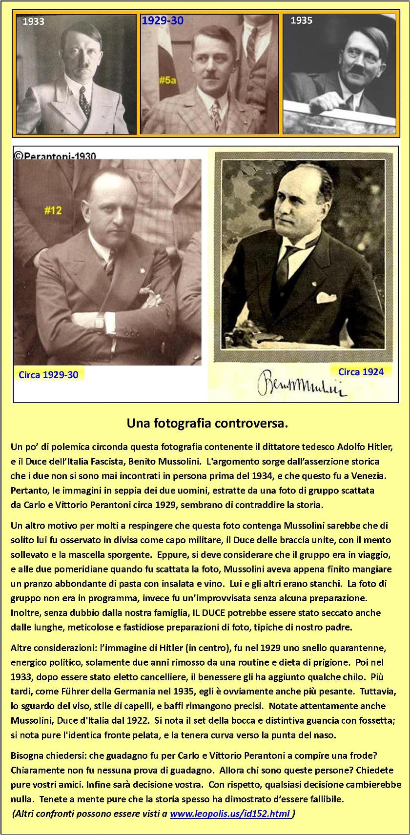 UNA FOTOGRAFIA CONTROVERSA: An explanation IN ITALIAN of the controversial nature of Victor's Mussolini photograph.