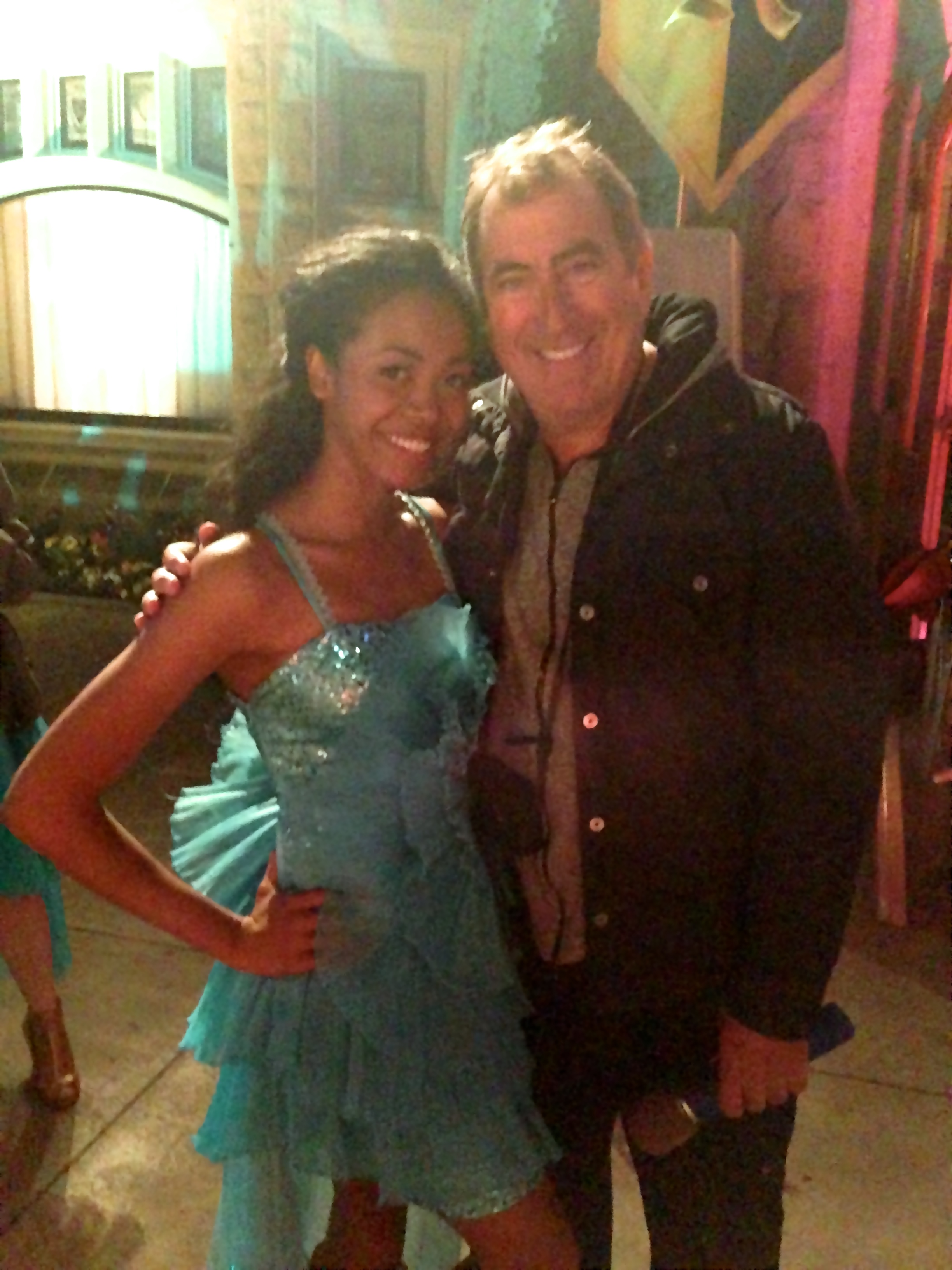 Kyal Legend with Director Kenny Ortega on the set of Disney Descendants.