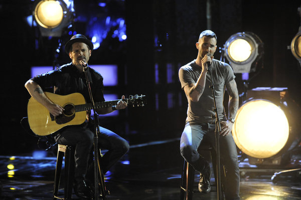 Still of Tony Lucca and Adam Levine in The Voice (2011)