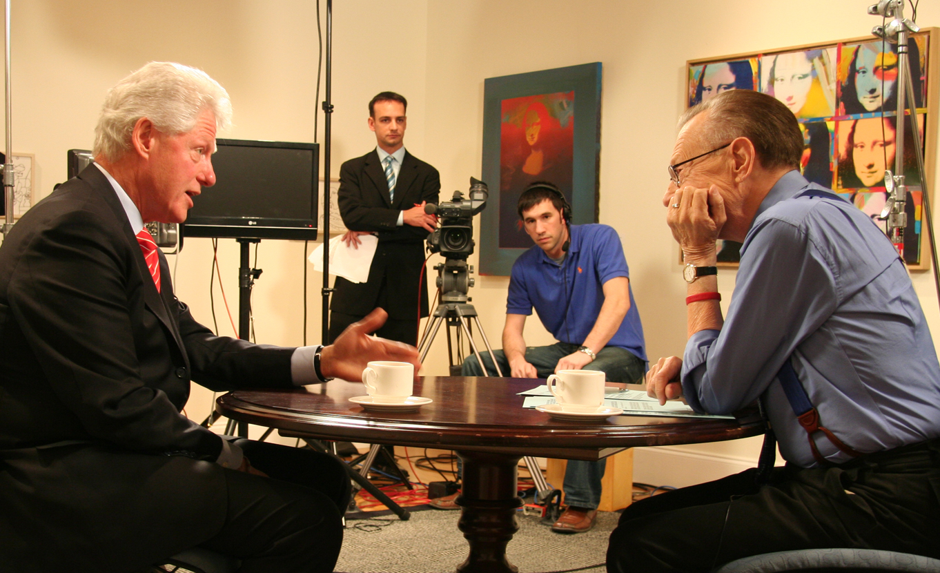 President Bill Clinton, Greg Christensen, (unknown), Larry King at Clinton Presidential Library - Little Rock, AK