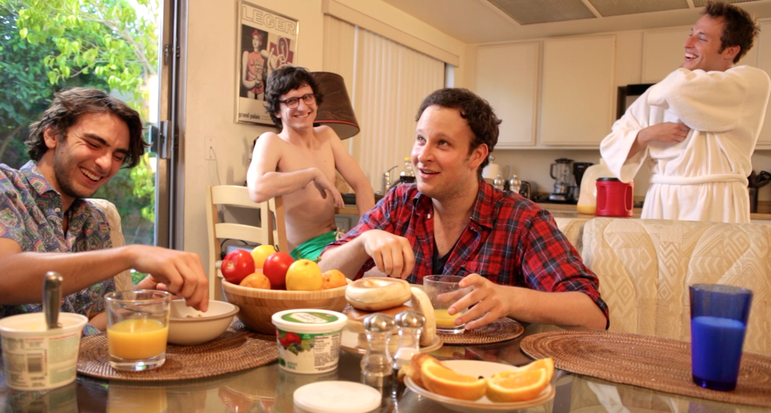 Still of Ethan Dawes, Josh Margolin, Quinn Beswick, and Clay Elliott on the set of Go For Broke