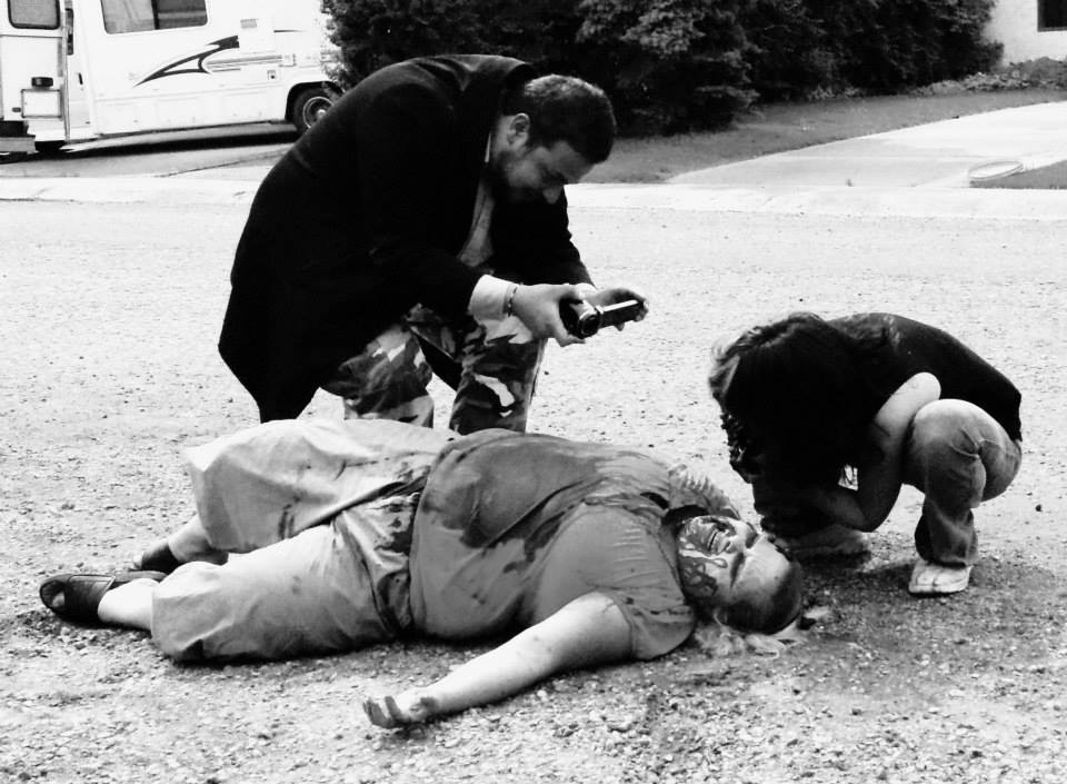 Filming Seven Little Deaths with actress Robin Dann and actress Red Statyk.