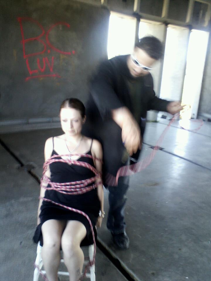 Tying up actress Red Statyk for Seven Little Deaths.