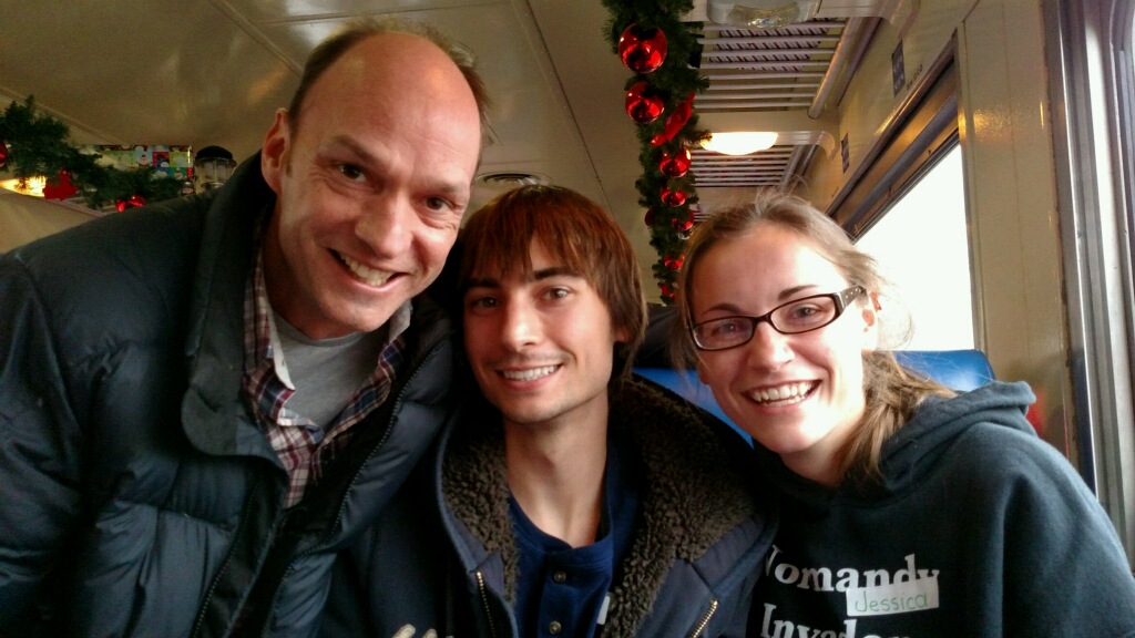 Jessica with Brian Stepanek and her brother on a Train.