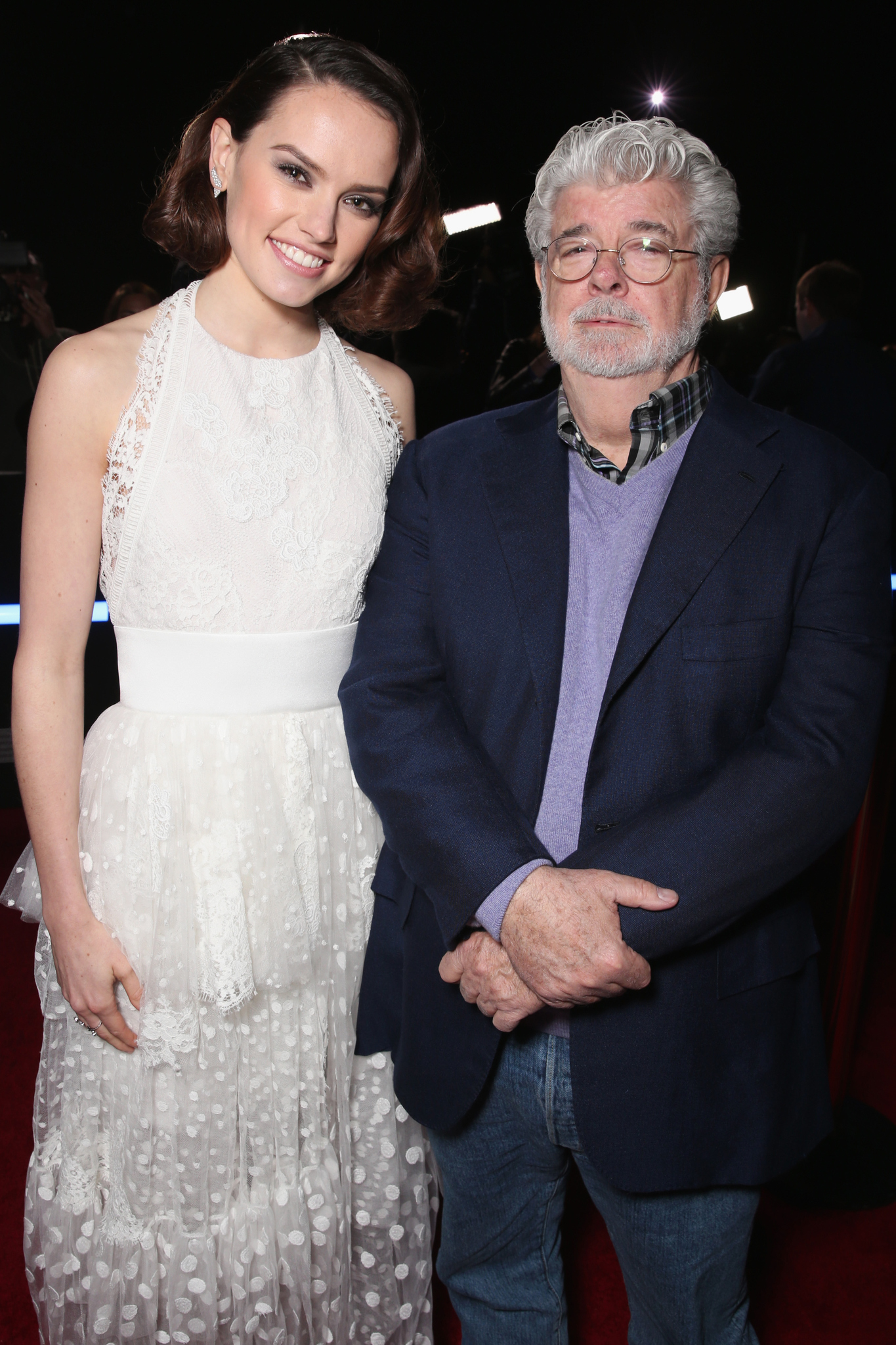George Lucas and Daisy Ridley at event of Zvaigzdziu karai: galia nubunda (2015)