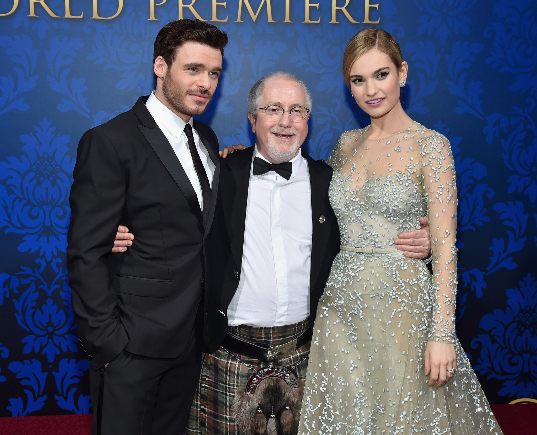 Patrick Doyle, Richard Madden and Lily James at event of Pelene (2015)