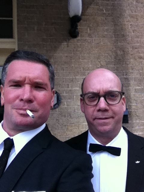 As Sorrel's Agent on the set of PARKLAND with Paul Giamati