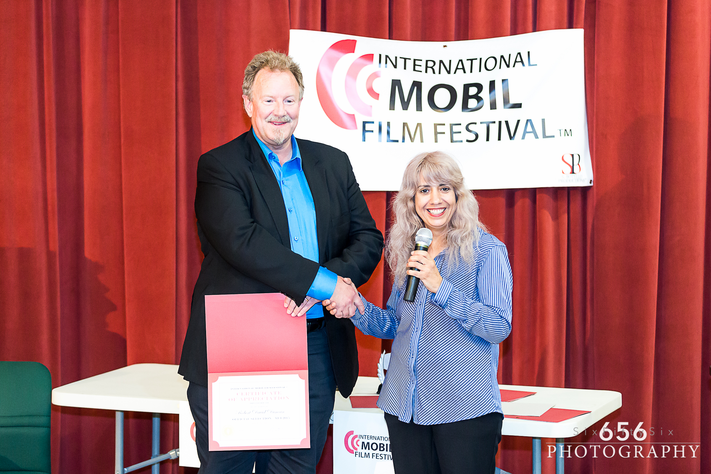 Robert David Duncan at the Mobil Film Festival (with Susan Botello)