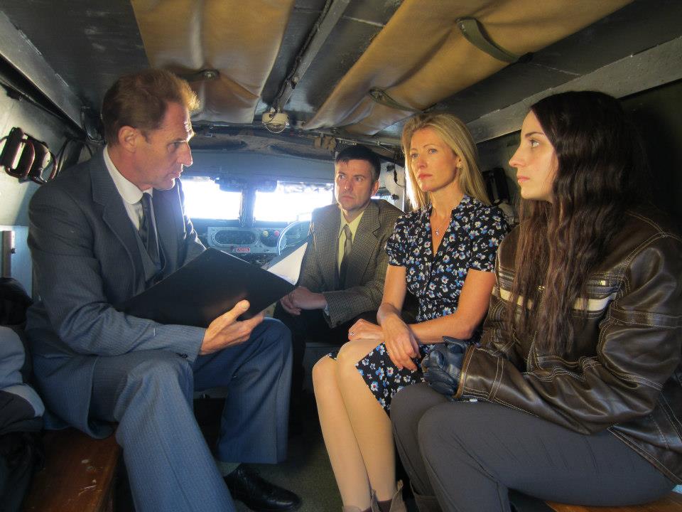 On the set of Jack The Giant Killer with actors (L-R) Ben Cross, Julian Boote, Tanya Winsor and Vicki Glover