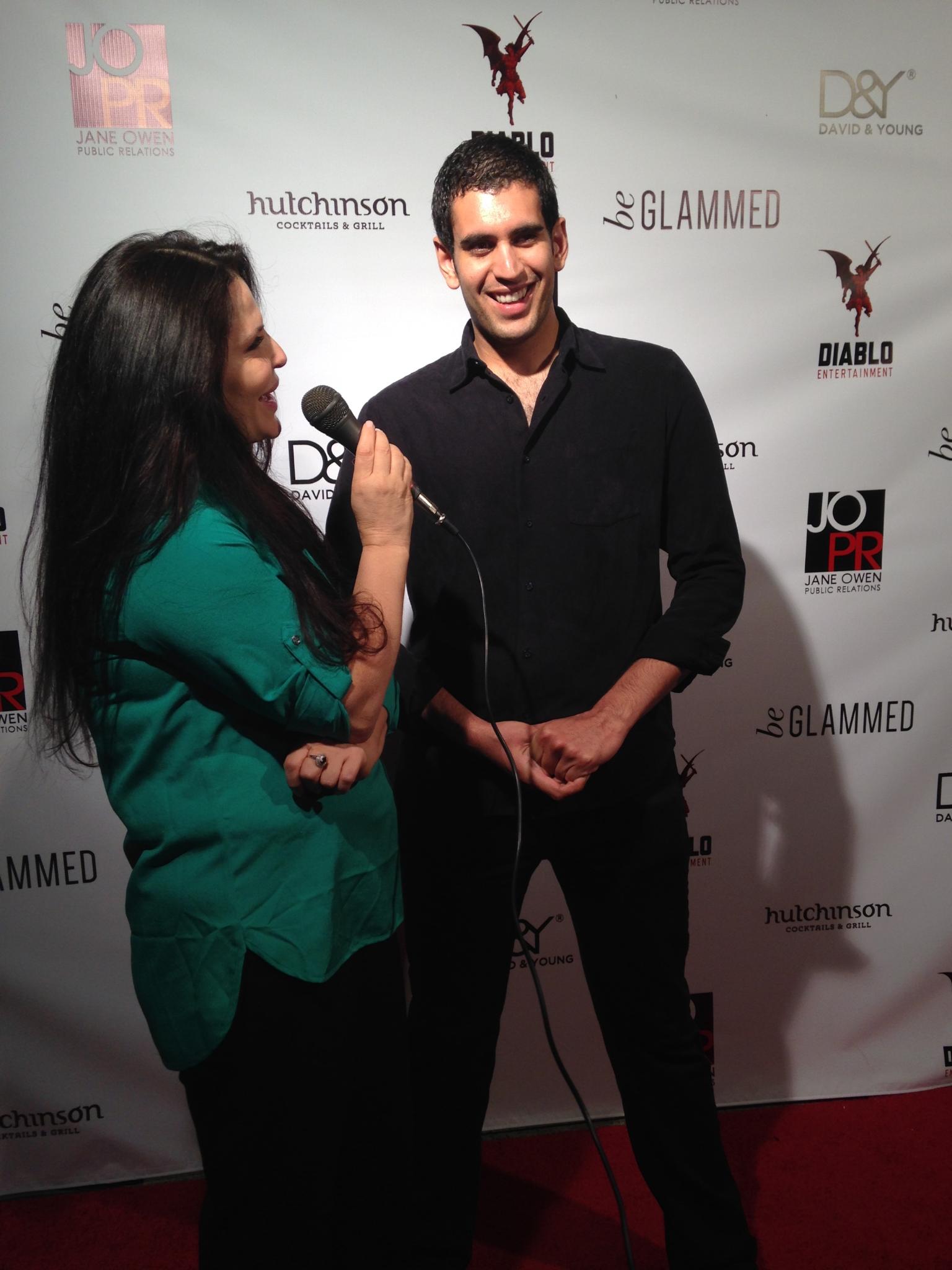 Being interviewed at Jane Owen PR's Four year anniversary party in West Hollywood.