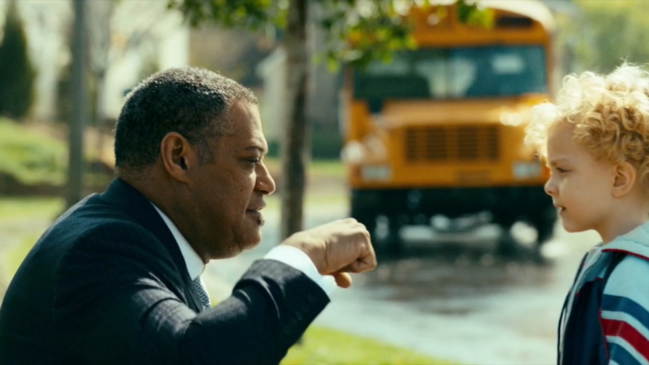 (from left) Laurence Fishburne and Christian Ganiere - Tele 2 - HBO Being Frank off to school