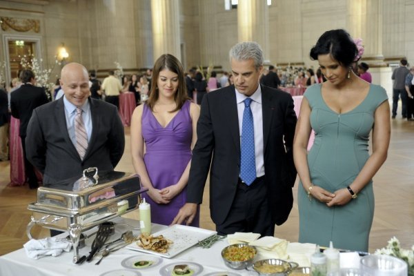 Still of Padma Lakshmi, Eric Ripert, Gail Simmons and Tom Colicchio in Top Chef (2006)