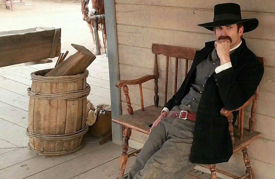 Screen grab of actor Edwin Modlin II as famed lawman Wyatt Earp from the Emmy Nominated show, GUNSLINGERS