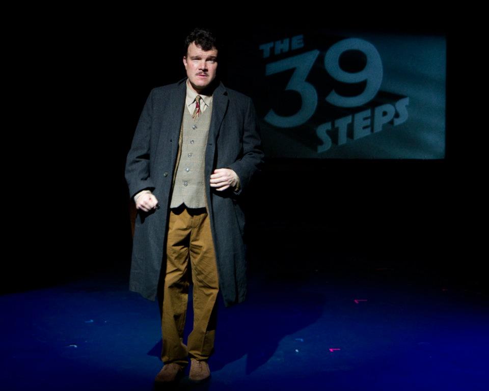 Frank Lawler as Richard Hannay in Secondstory Repertory Theatre's production of The Thirty-Nine Steps