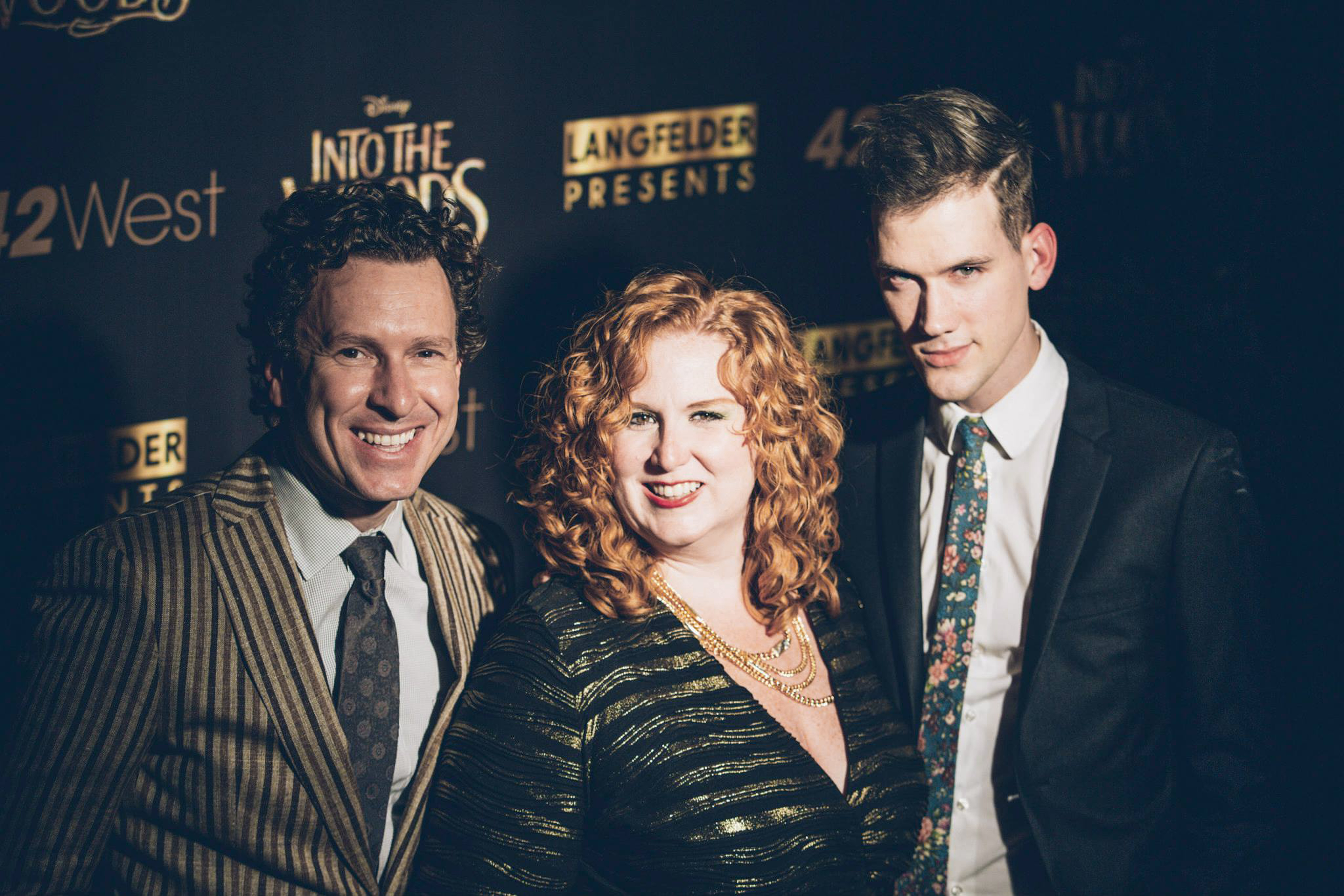 Andrew Nielson with producer Jacob Langfelder and Sirius XM Broadway personality Julie James at Disney's INTO THE WOODS event.