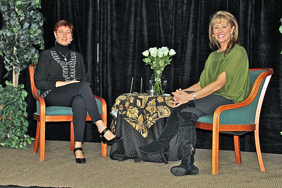 A guest on a TV talk show in Las Vegas, February 2013