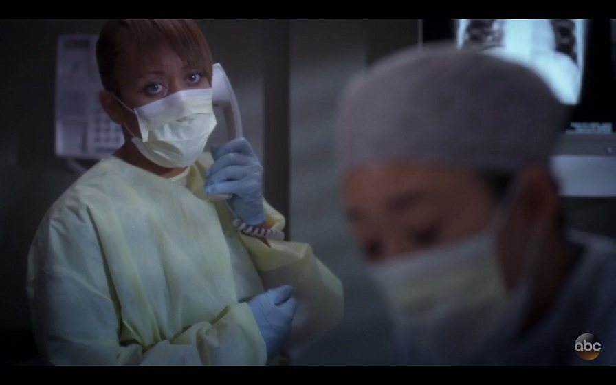 Still shot on Grey's Anatomy (Episode 10.21 Change of Heart)(Pictured - JoAnna Rhambo, Sandra Oh)