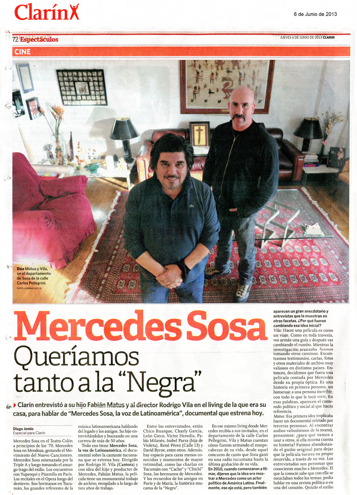 Biggest Newspaper in Argentina. Entertainment cover page.