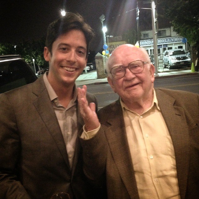 Ed Asner and Michael J. Knowles at the final performance of 
