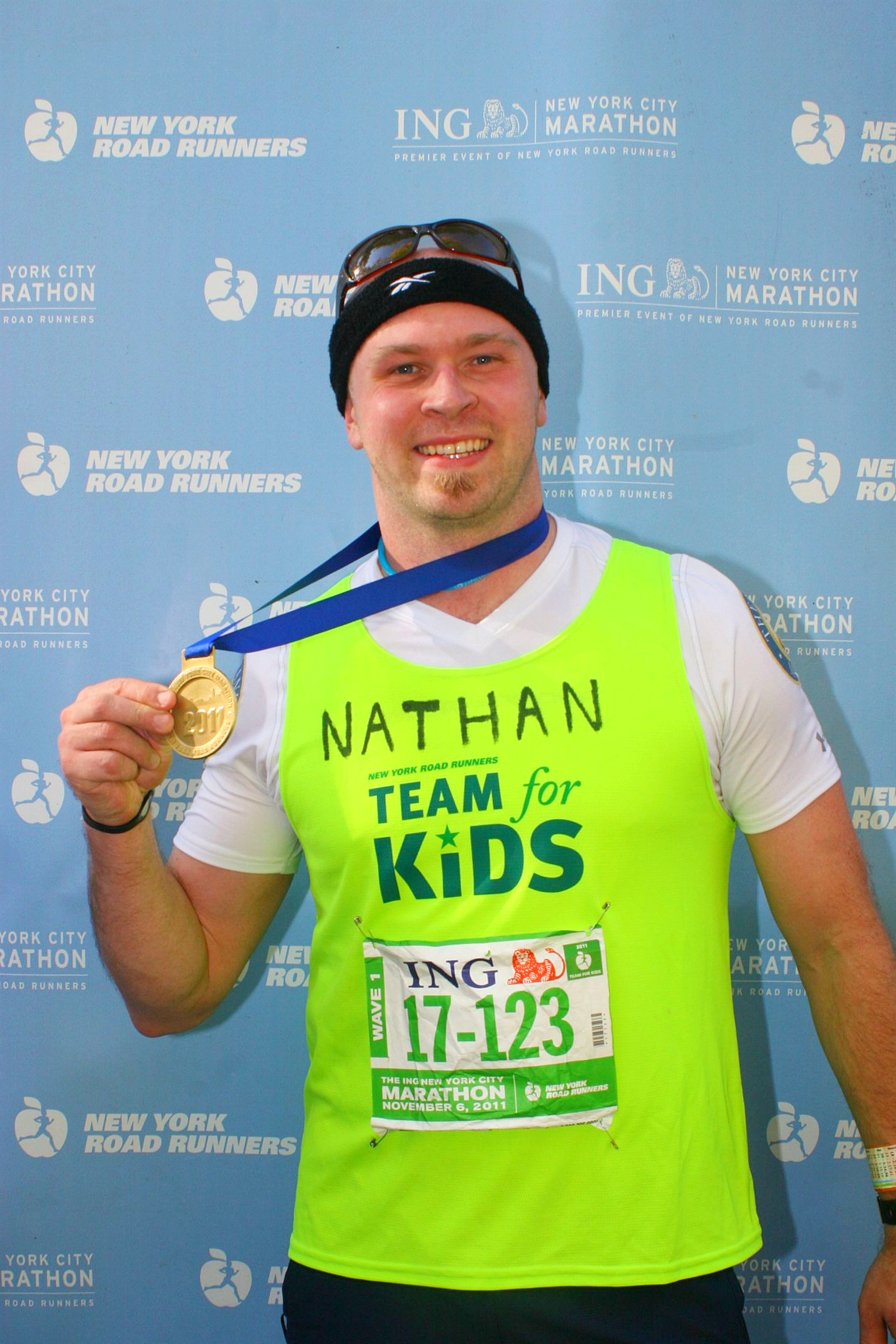 Nathan Brimmer finishing the 2011 NYC Marathon