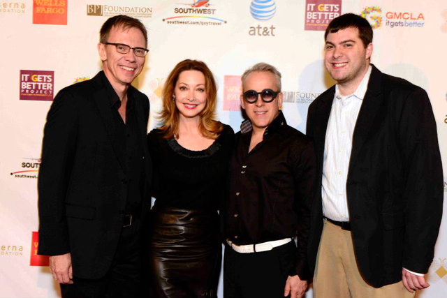 'It Gets Better' Premiere with Actors Sharon Lawrence and David Dean Bottrell, and Producer Andrew Carlberg (far right) at the Wilshire Ebell Theater.