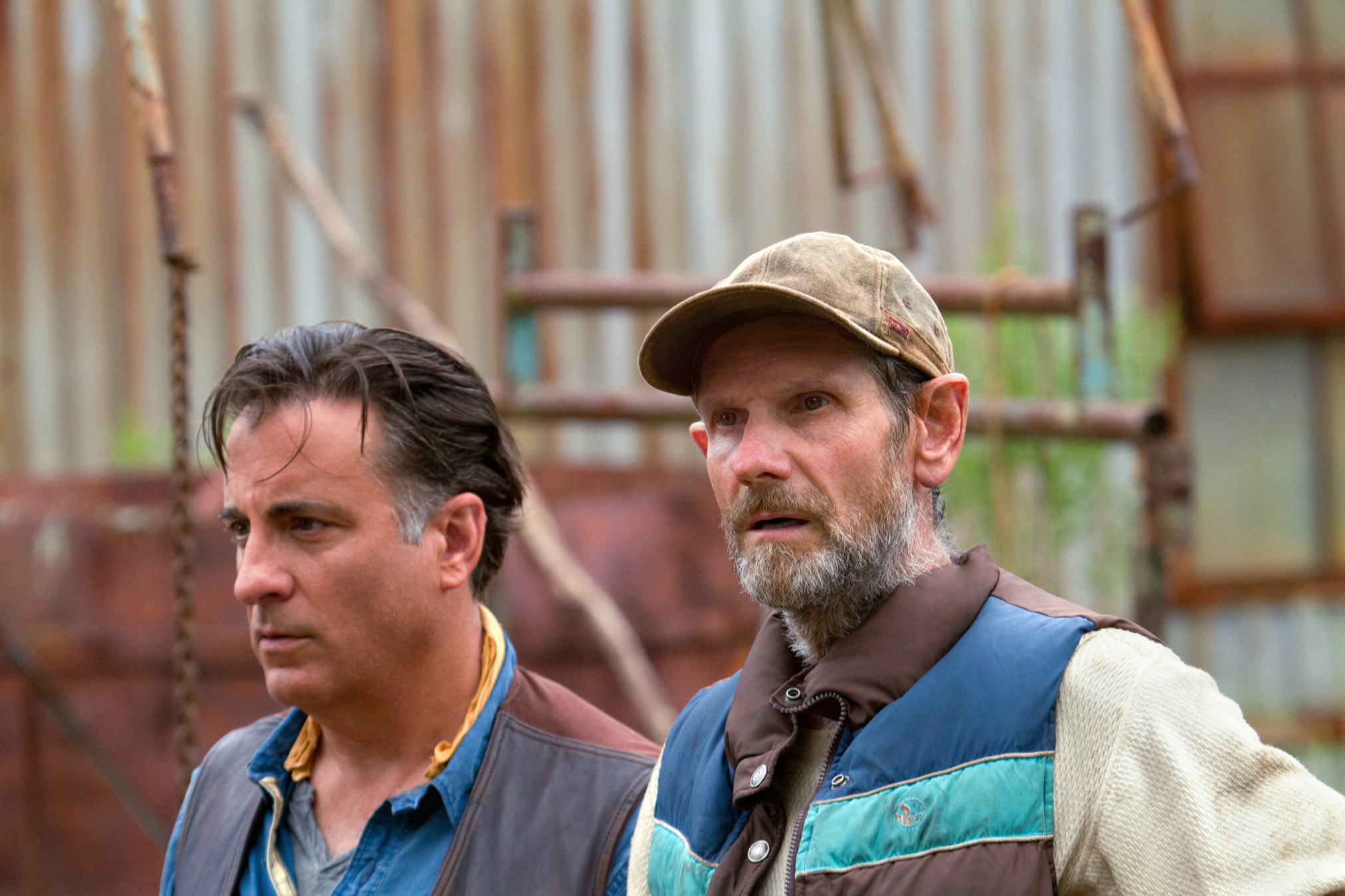 Still of Andy Garcia and Mark Jeffrey Miller in Christmas in Conway (2013)