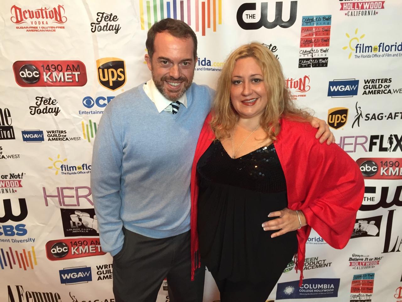 Brian Linsley with Director Leigh Stewart at The La Femme Film Festival in Beverly Hills