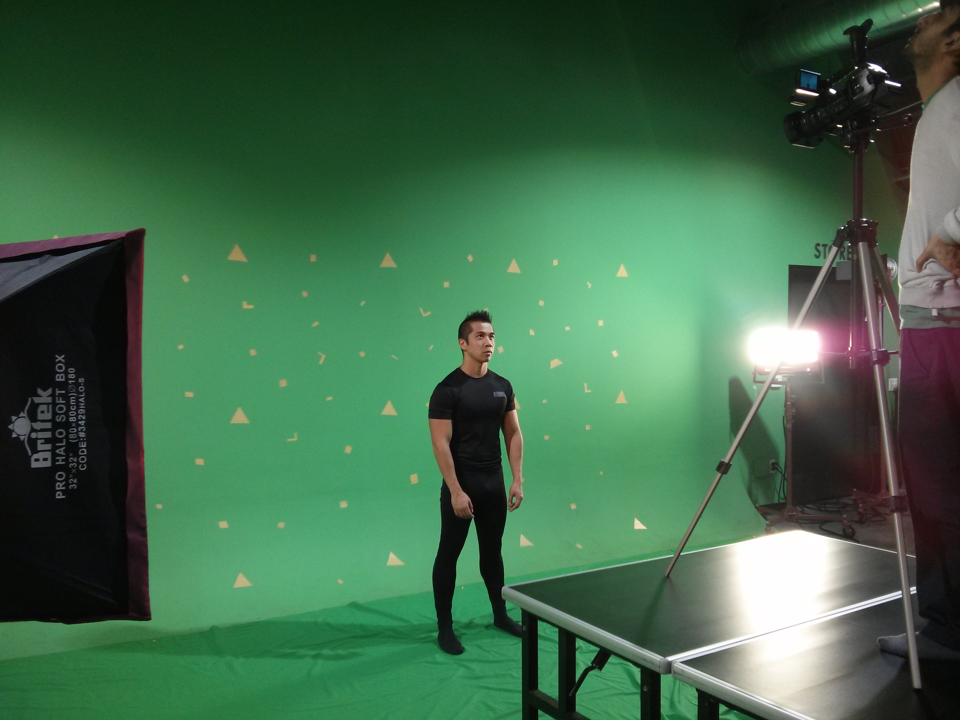 Green screen work w/ some vFX to be added later.