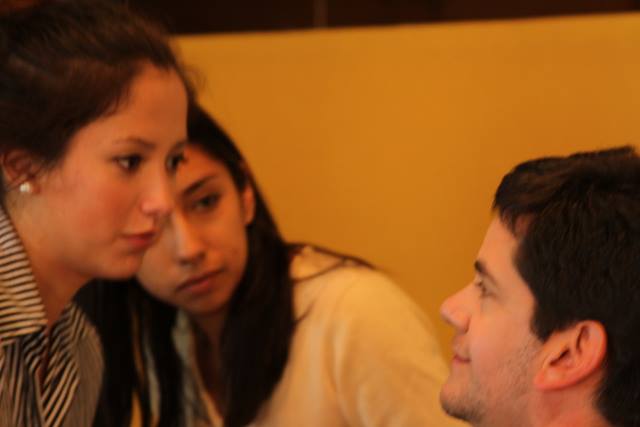 Lucia Lopez, Daniela Jaldin (make up dept.) and Javier B. Suarez (2013) on set of 