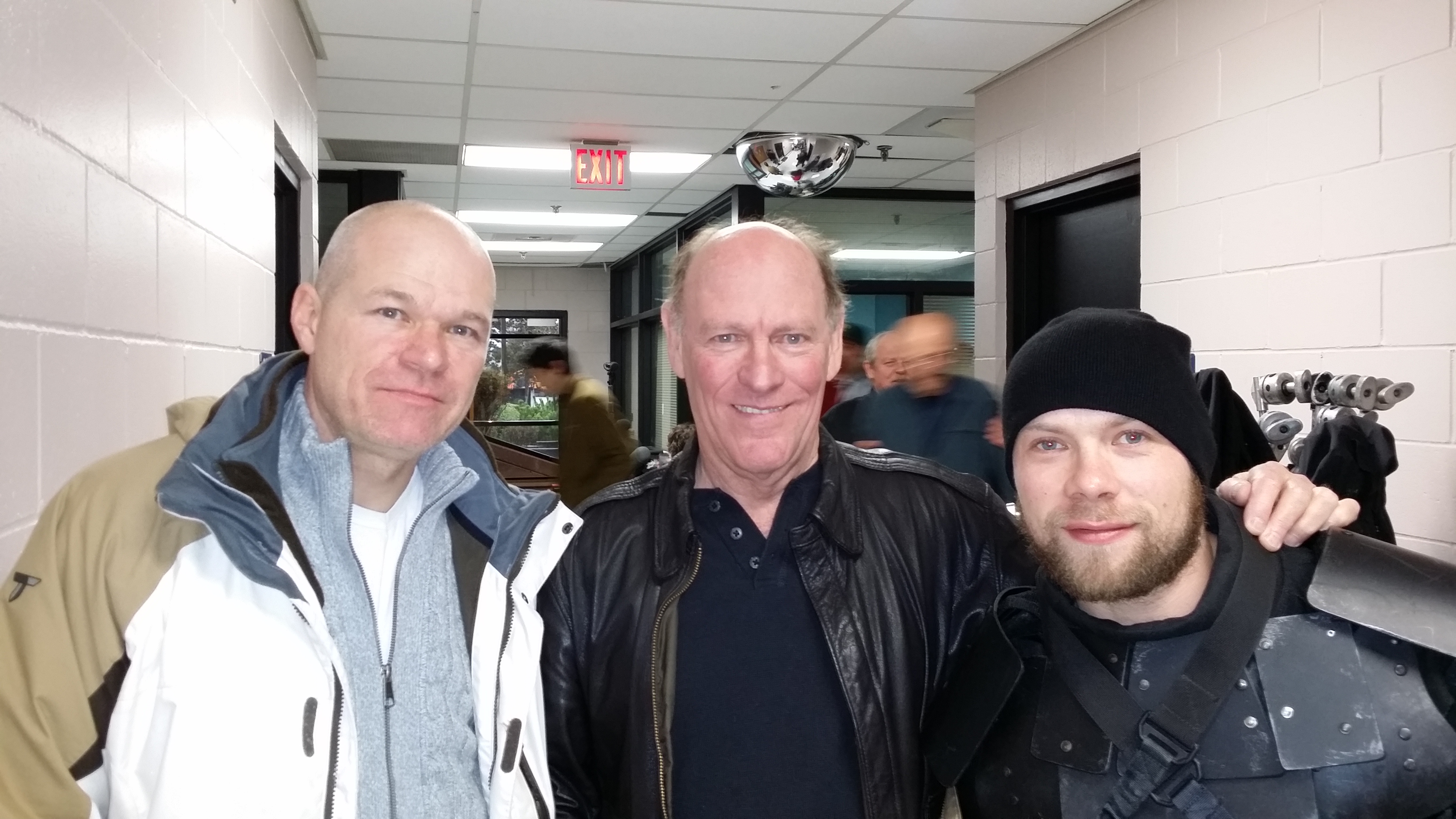 Uwe Boll director of Rampage with Randall Perry and Brendan Fletcher.