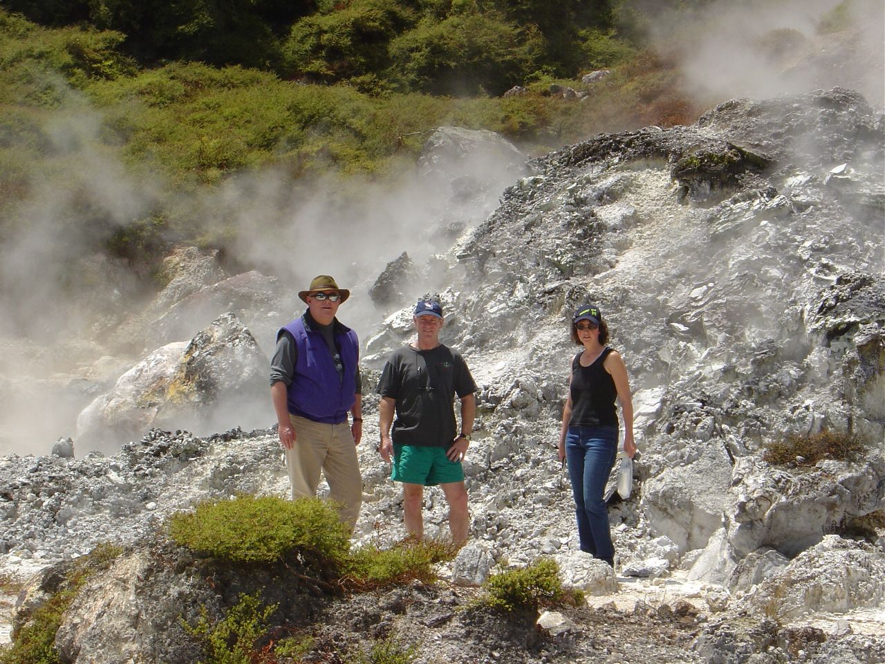 Jack Farmer, RS Perry and Bridget Lynne exploring New Zealand's hot springs.