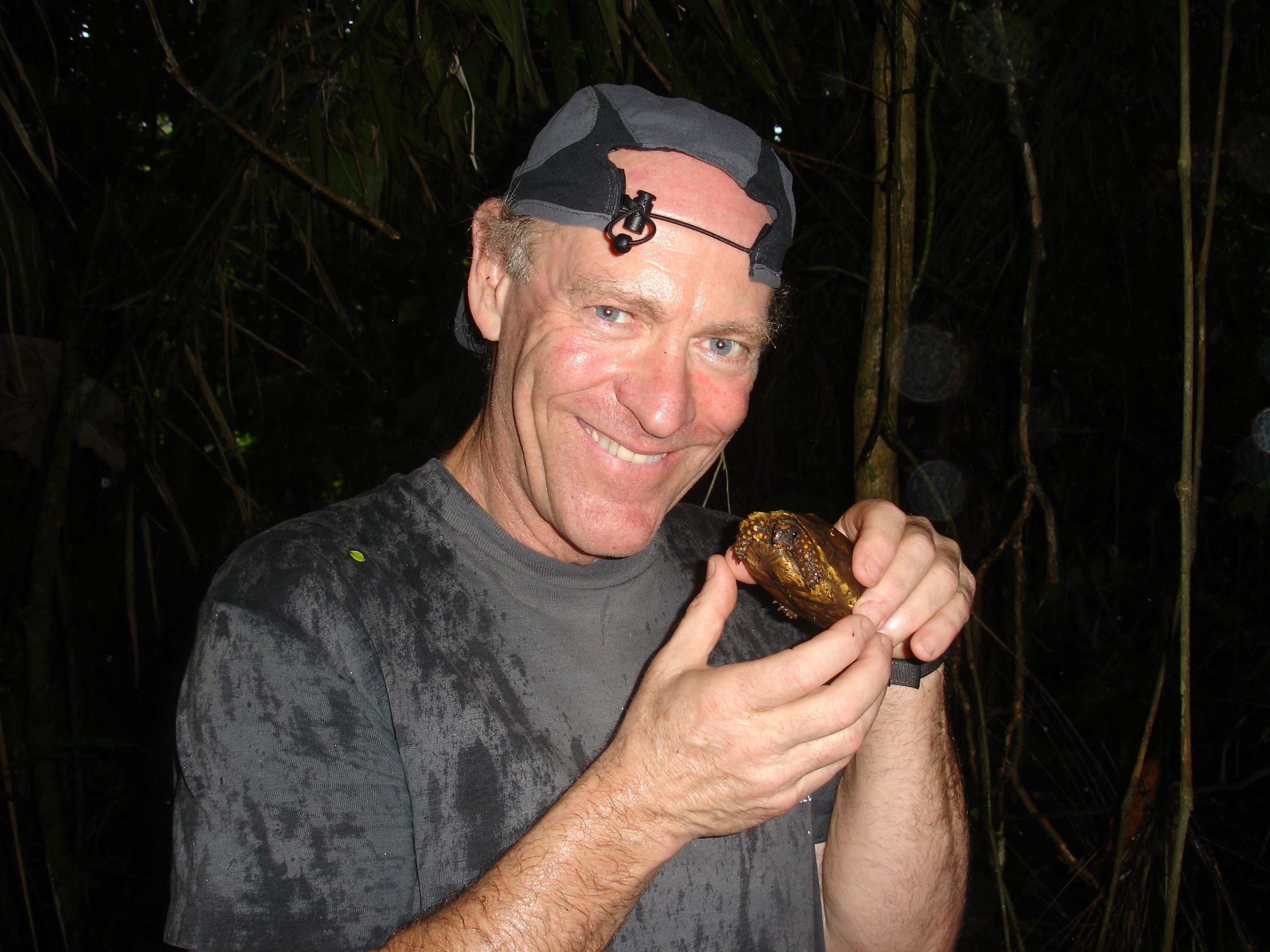 Ecuador Amazon. Randall with turtle friend.