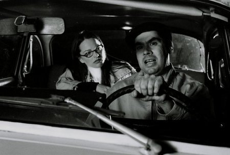 Jen Frazier (Christine Auten) and the Taxi Driver (Jack Gonzales) in AFTER TWILIGHT (Nu-Classic Films 2004.)