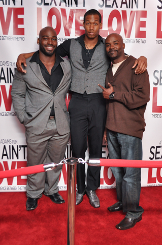 Calvin Thomas, Aubrey Jillil Marquez and Oren Darius Strong on the red carpet at the Sex Ain't Love Premiere at the Chicago Icon Theater