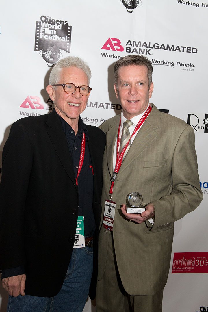 QWFF--March 9th--accepting the Best Actress Award for Judith Roberts with Don Cato, DP/Editor.